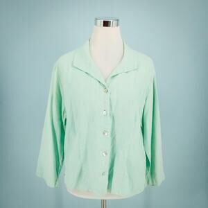 Cut Loose Size Medium M Light Green Collared Button Boxy Artsy Top Blouse